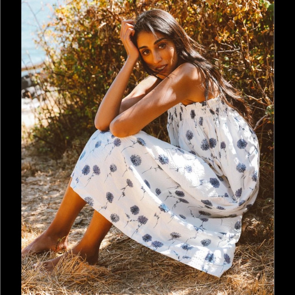 H&M White and Blue Floral Dress